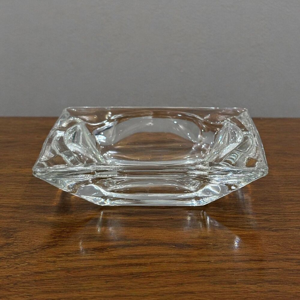 Vintage Clear Glass Ashtray 5" Mid Century Modern Minimalist